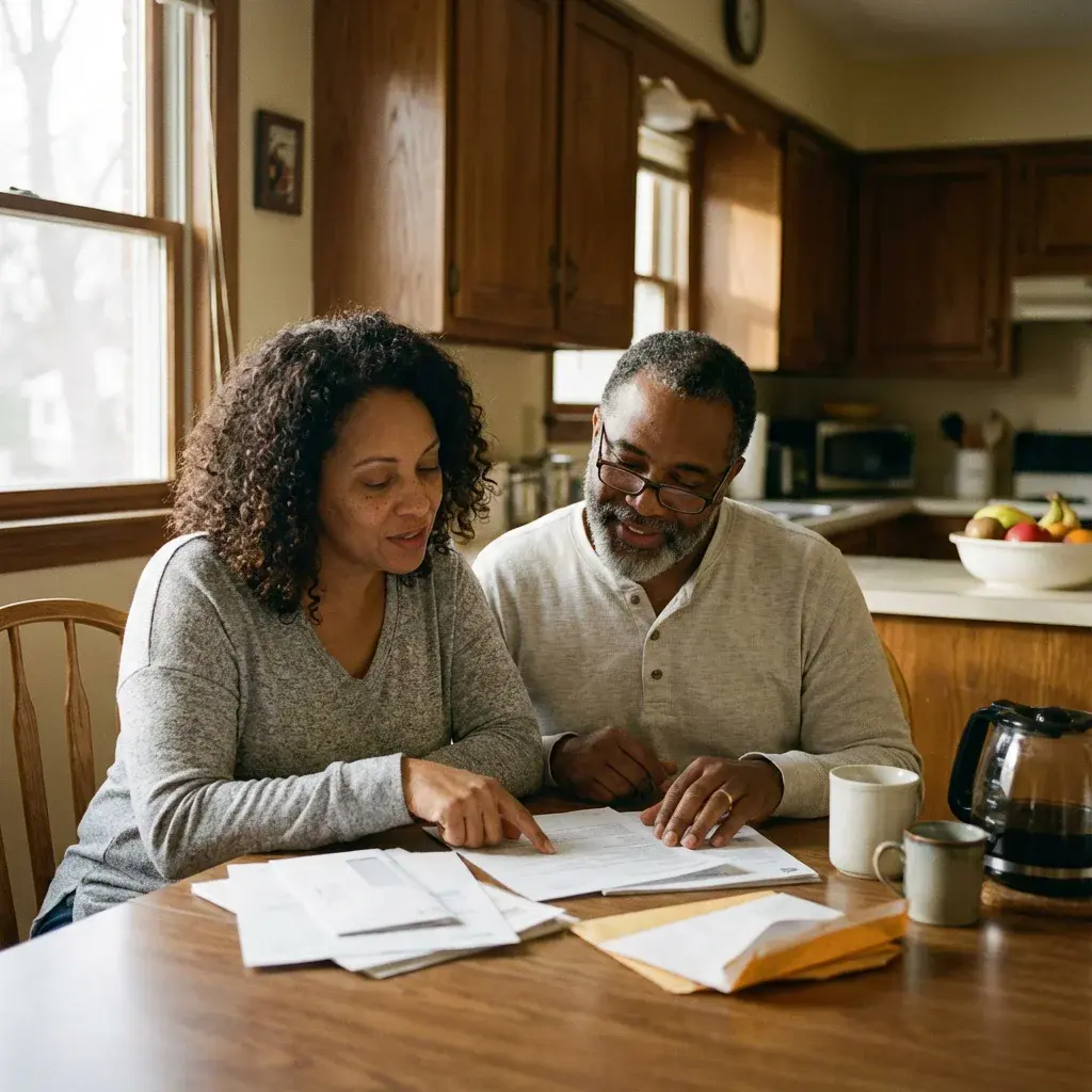 Couple reviewing health insurance options